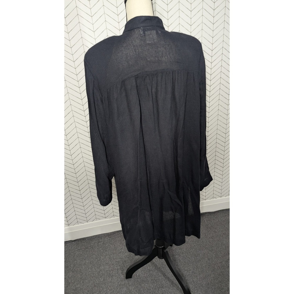 Vintage August Max Women's X Black  Linen Blend‎ Cardigan Tribal Witchy Boho USA - Picture 10 of 16